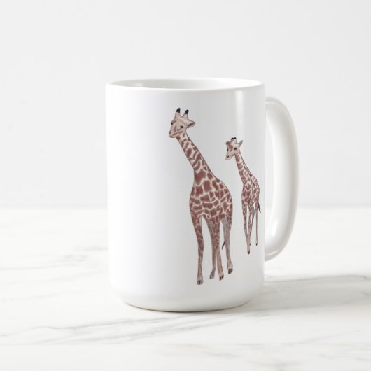 Moeder- en kindergiraffen die aangepaste mokken te (Voorkant rechts)