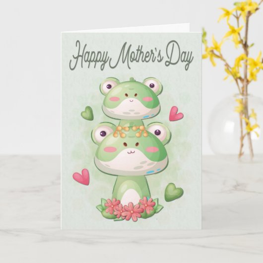 Moeder- en kinderkikkers voor moederdag kaart (Gele Bloem)