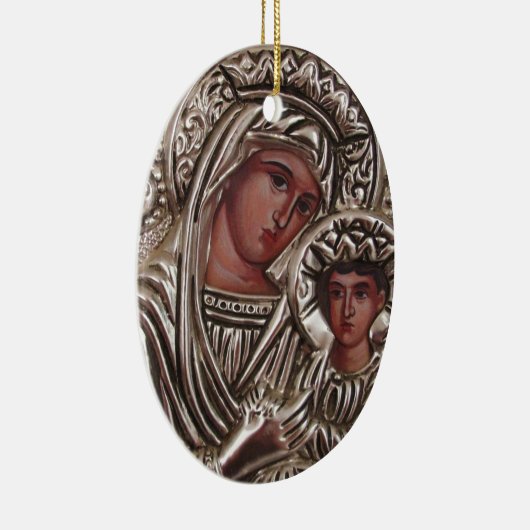 Moeder- en kinderpictogram, Madonna en Jezus in zi Keramisch Ornament (Rechts)