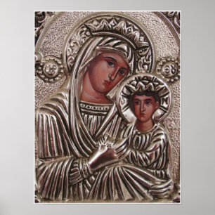 Moeder- en kinderpictogram, Madonna en Jezus in zi Poster
