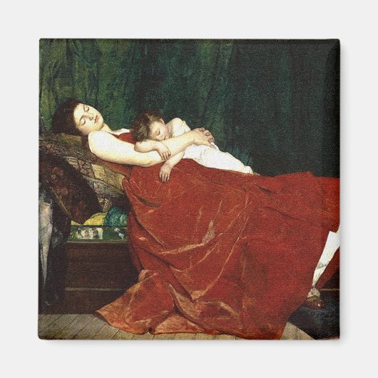 Moeder- en kinderretro-uitkijkblik negeren magneet (Voorkant)