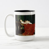 Moeder- en kinderretro-uitkijkblik negeren tweekleurige koffiemok (Links)