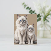 Moeder en Kitten Ragdoll Kattenkunstwerk Hartverwa Briefkaart (Staand voorkant)