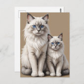 Moeder en Kitten Ragdoll Kattenkunstwerk Hartverwa Briefkaart (Voorkant / Achterkant)