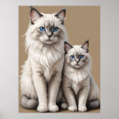 Moeder en Kitten Ragdoll Kattenkunstwerk Hartverwa Poster (Voorkant)