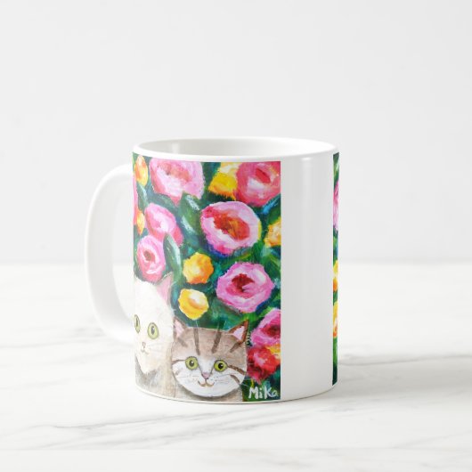 Moeder en kitten Schattigee  katten Schattige katt Koffiemok (Voorkant links)