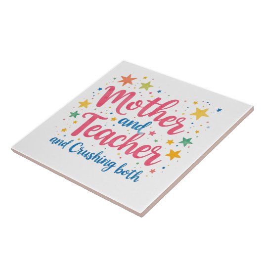 Moeder en leraar en verpletteren beiden tegeltje (Zijkant)