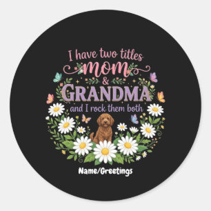 Moeder en oma twee titels bloem honden madeliefje ronde sticker