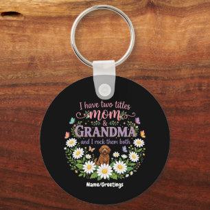 Moeder en oma twee titels bloemendesign voor honde sleutelhanger