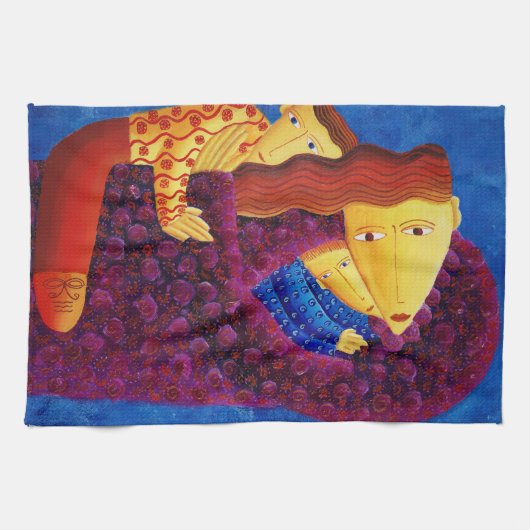 Moeder en Sons Contemedhedendaagse Familieschilder Theedoek (Horizontaal)