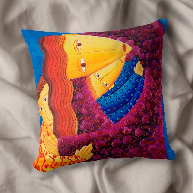 Moeder en Sons hedendaagse kunst Acrylverf Kussen (Creator heeft geüpload)