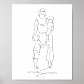 Moeder en Sons Lijn Kunst, Lijntekening, Cadeau vo Poster (Voorkant)