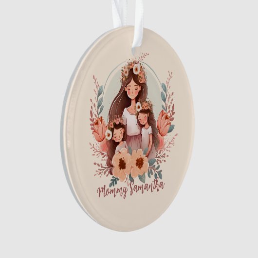 Moeder en twee dochters in het Lijst Ornament (voorkant)