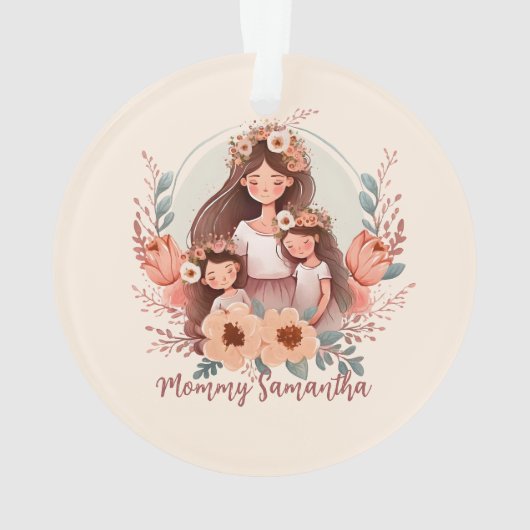 Moeder en twee dochters in het Lijst Ornament (achterkant)