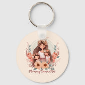 Moeder en twee dochters in het Lijst Sleutelhanger (Achterkant)