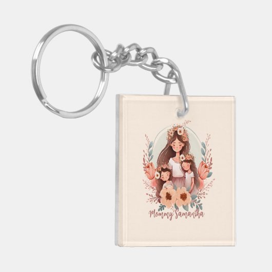 Moeder en twee dochters in het Lijst Sleutelhanger (Voorkant Links)
