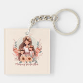 Moeder en twee dochters in het Lijst Sleutelhanger (Achterkant)