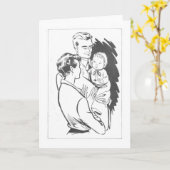 moeder en vader met Baby Kaart (Gele Bloem)