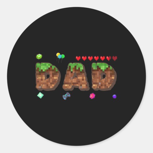 Moeder en vader van de jarige Pixel Game Matchin Ronde Sticker (Voorkant)