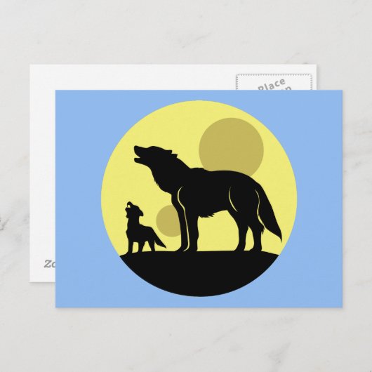 Moeder en Wolf Pup Briefkaart (Voorkant / Achterkant)