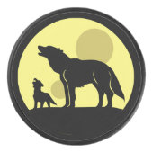Moeder en Wolf Pup Hockey Puck (Voorkant)