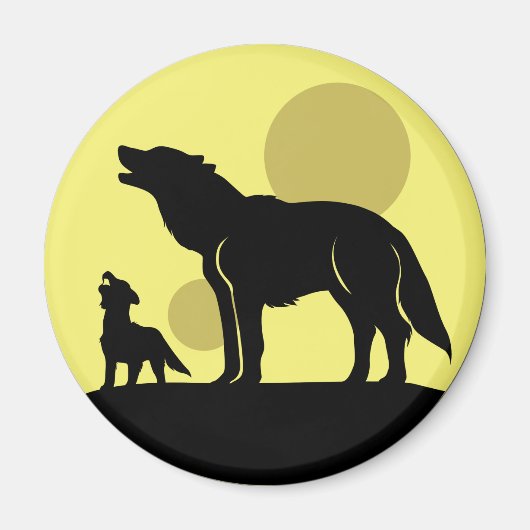 Moeder en Wolf Pup Magneet (Voorkant)