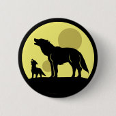 Moeder en Wolf Pup Ronde Button 5,7 Cm (Voorkant)