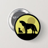 Moeder en Wolf Pup Ronde Button 5,7 Cm (Voorkant /achterkant)