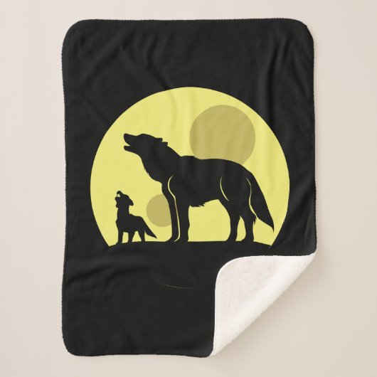 Moeder en Wolf Pup Sherpa Deken (Voorkant)