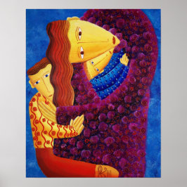 Moeder en Zonen Acrylschilderij Familie Kunstprint Poster