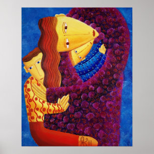 Moeder en Zonen Acrylschilderij Familie Kunstprint Poster