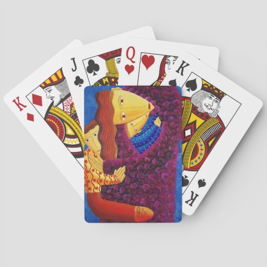 Moeder en Zonen Schilderij Huidige Familie Kunst Pokerkaarten (Achterkant)