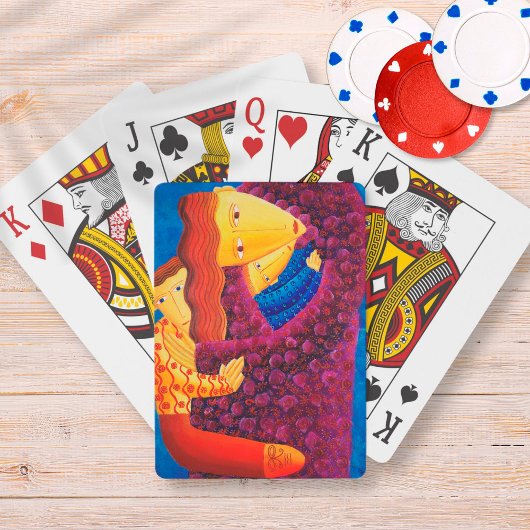 Moeder en Zonen Schilderij Huidige Familie Kunst Pokerkaarten