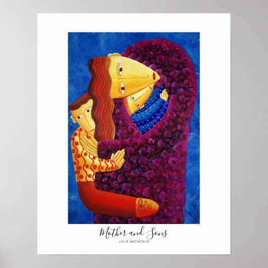 Moeder en Zonen Schilderij Poster (Voorkant)