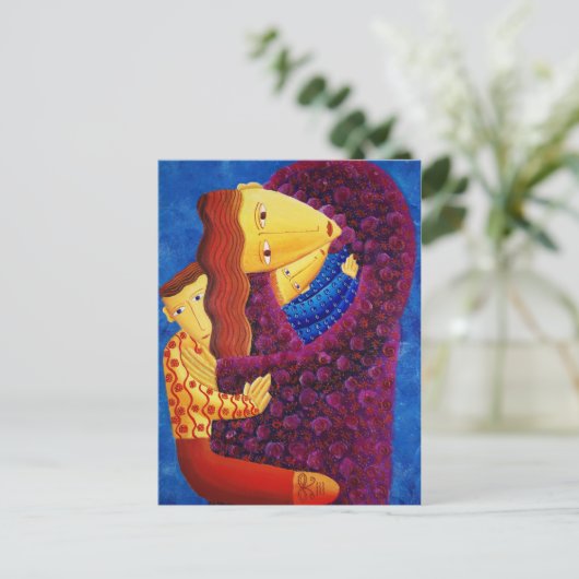 Moeder en zons schilderen briefkaart (Staand voorkant)