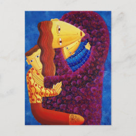 Moeder en zons schilderen briefkaart