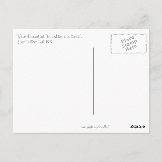 Moeder en zoon aan de Seaside Briefkaart (Achterkant)