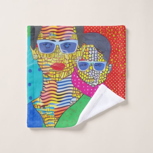 Moeder en zoon bad handdoek (Wasdoekje)