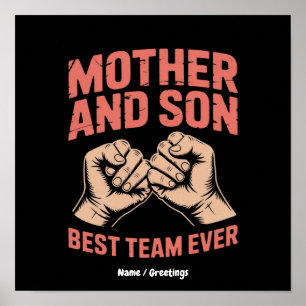 Moeder en zoon beste team ooit Gelukkige Moederdag Poster
