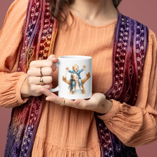 Moeder en zoon cadeau voor moeder koffie Mok