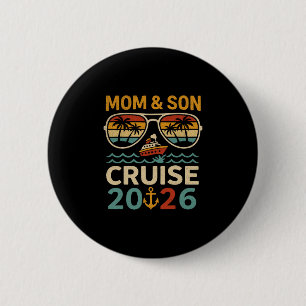 Moeder en zoon cruise 2026 Tropisch avontuur ontwe Ronde Button 5,7 Cm