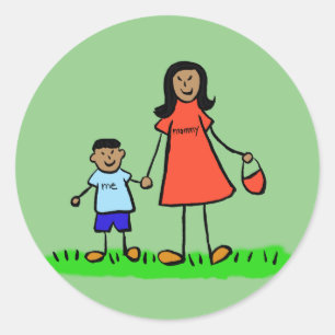 Moeder en zoon Familie Karakters mama stickers