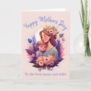 Moeder en zoon Gelukkige Moederdag Kaart