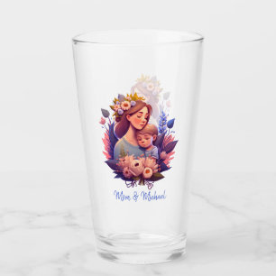 Moeder en zoon Happy Moederdag Glas