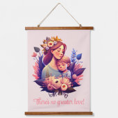Moeder en zoon Happy Moederdag Hangend Wandkleed (Voorkant)