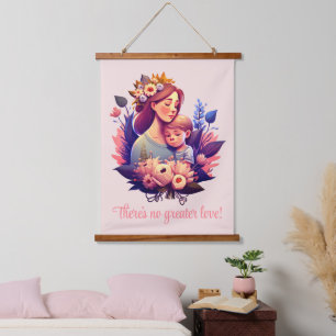 Moeder en zoon Happy Moederdag Hangend Wandkleed
