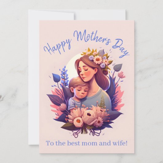 Moeder en zoon Happy Moederdag Kaart (Voorkant)