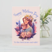 Moeder en zoon Happy Moederdag Kaart (Staand voorkant)