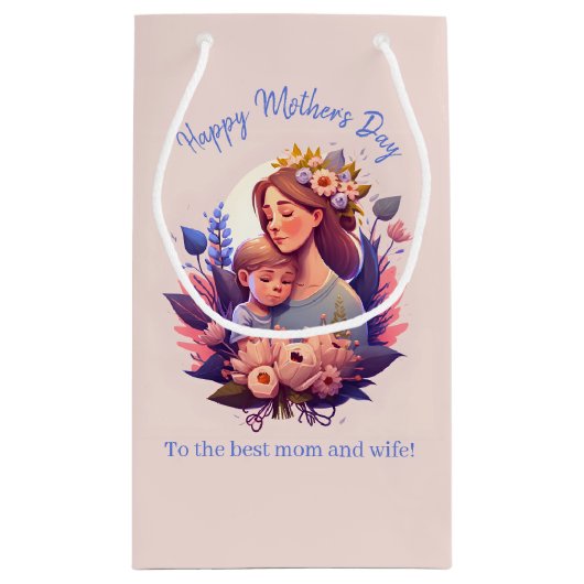 Moeder en zoon Happy Moederdag Klein Cadeauzakje (Achterkant)