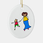 Moeder en zoon keramisch ornament (Rechts)